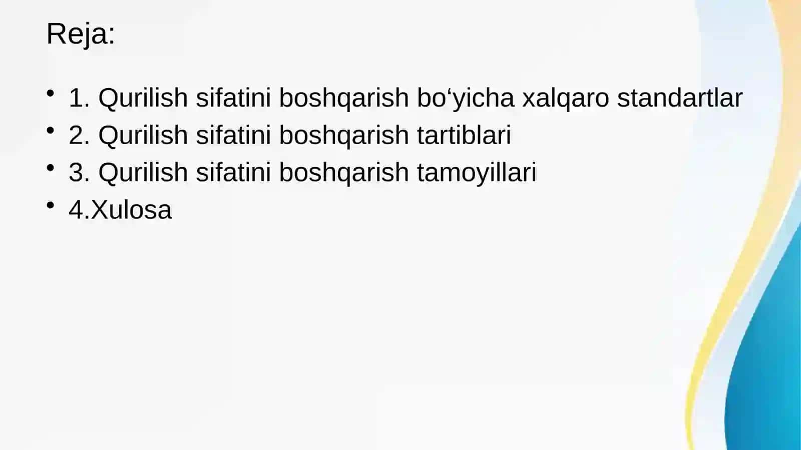 Qurilish sifatini boshqarish bo'yicha xalqaro standartlar 2
