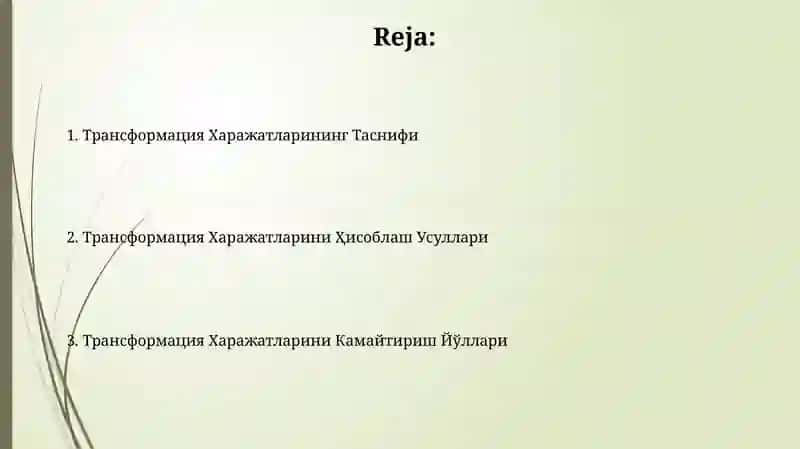 Трансформация Харажатларига Таъсир Этувчи Омиллар 2