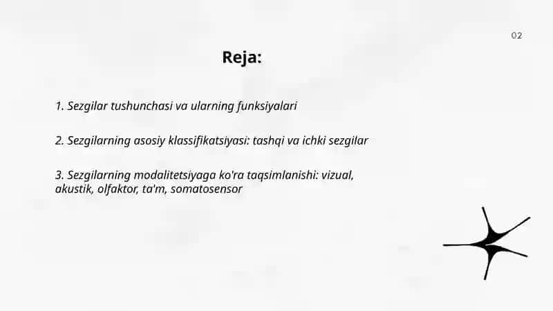 Sezgilar klassifikatsiyasi va sezgilarning o'zgaruvchan shakllari 2