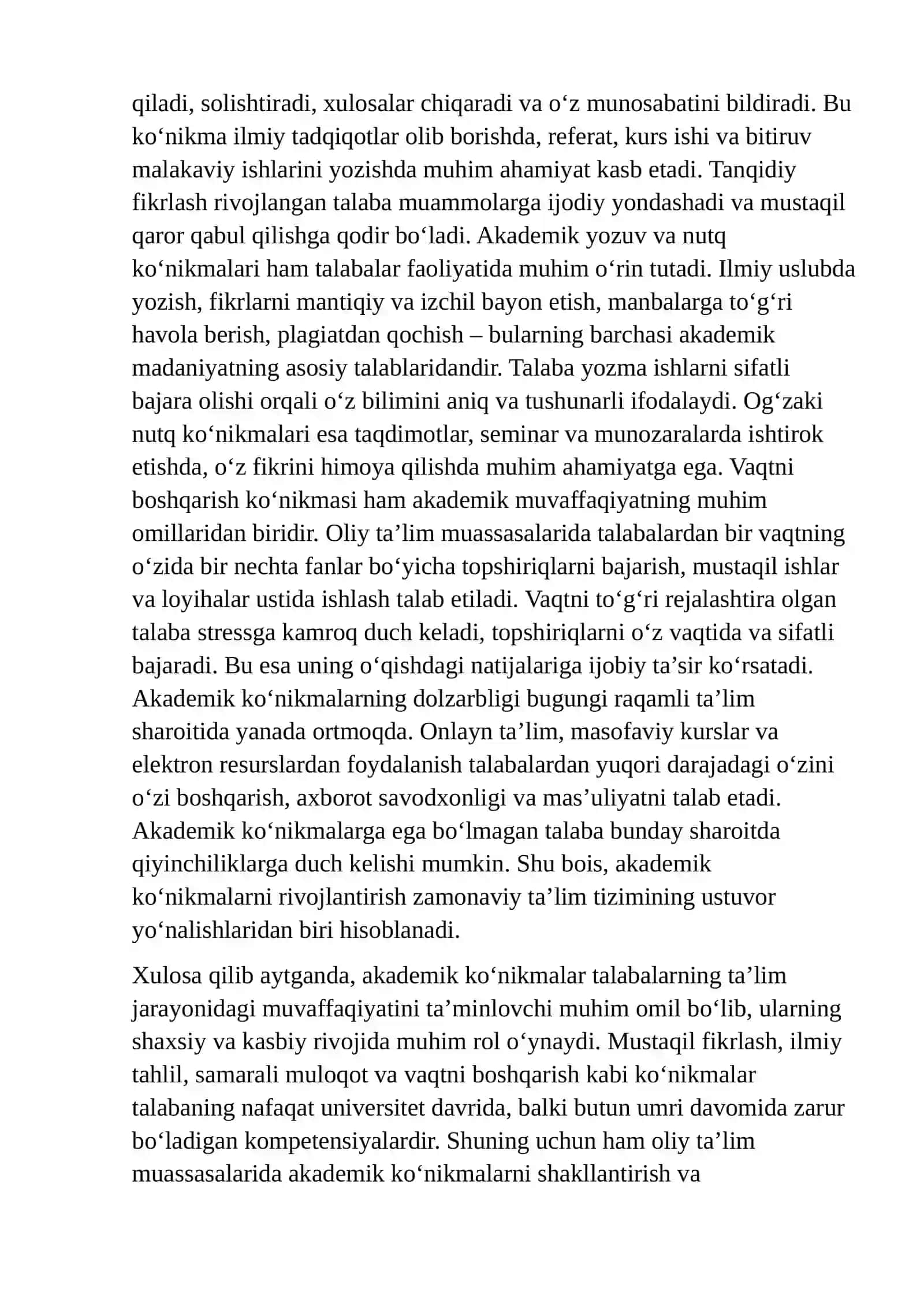 Akademik Ko‘nikmalarning Talabalar Faoliyatidagi Ahamiyati Va Dolzarbligi 2