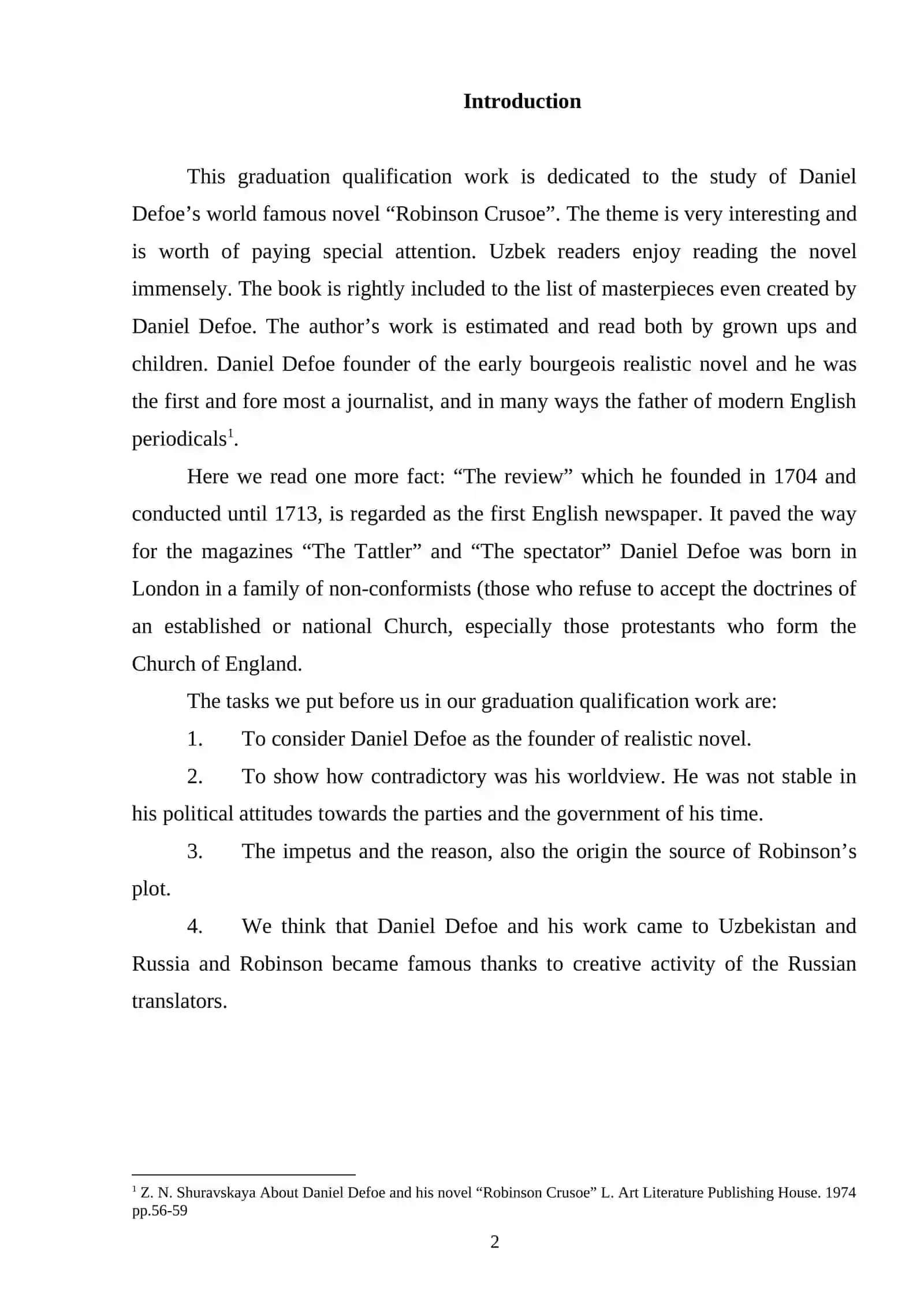 THE PROBLEMS AND POETICS OF DEFOE'S NOVEL "ROBINSON CRUSOE" 2
