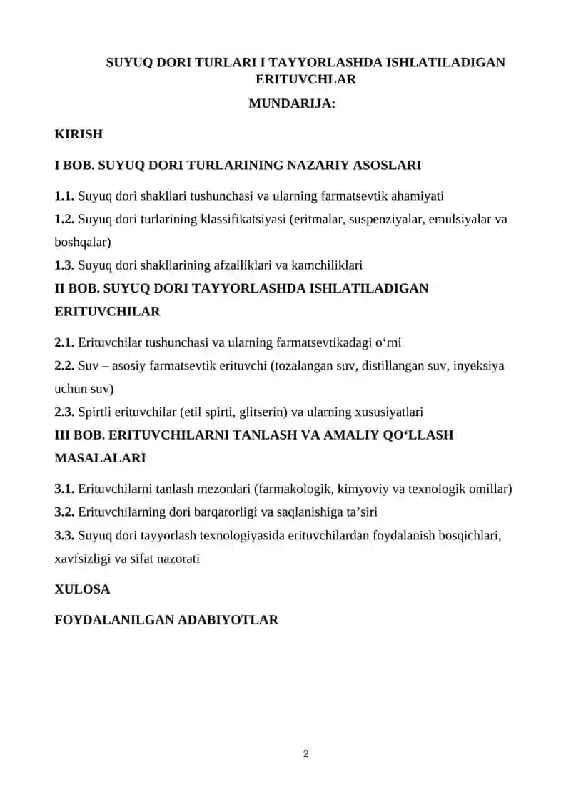 SUYUQ DORI TURLARI I TAYYORLASHDA ISHLATILADIGAN ERITUVCHLAR 2