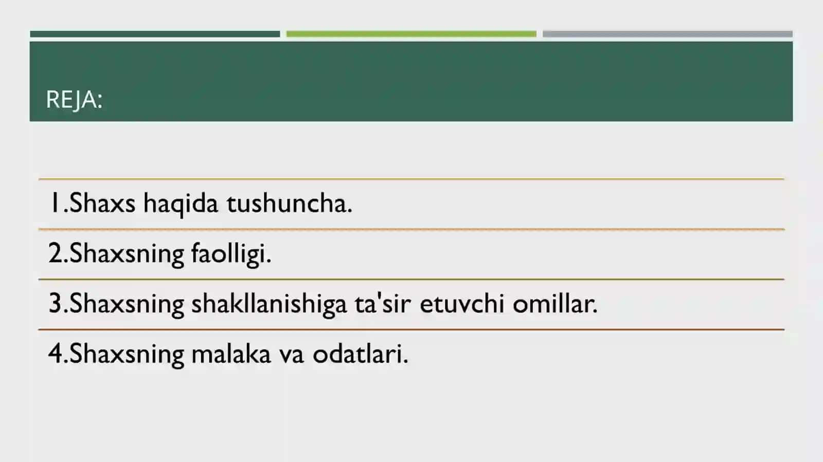 SHAXS SHAKLLANISHIGA TA'SIR ETUVCHIASOSIY OMILLAR 2