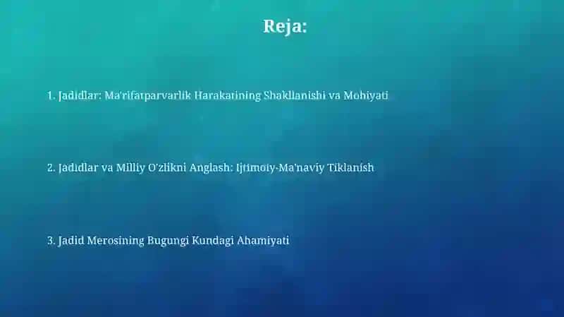 Jadid manfat parvarlarning oʻlka ijtimoiy manaviy hayotida tutgan oʻrni 2