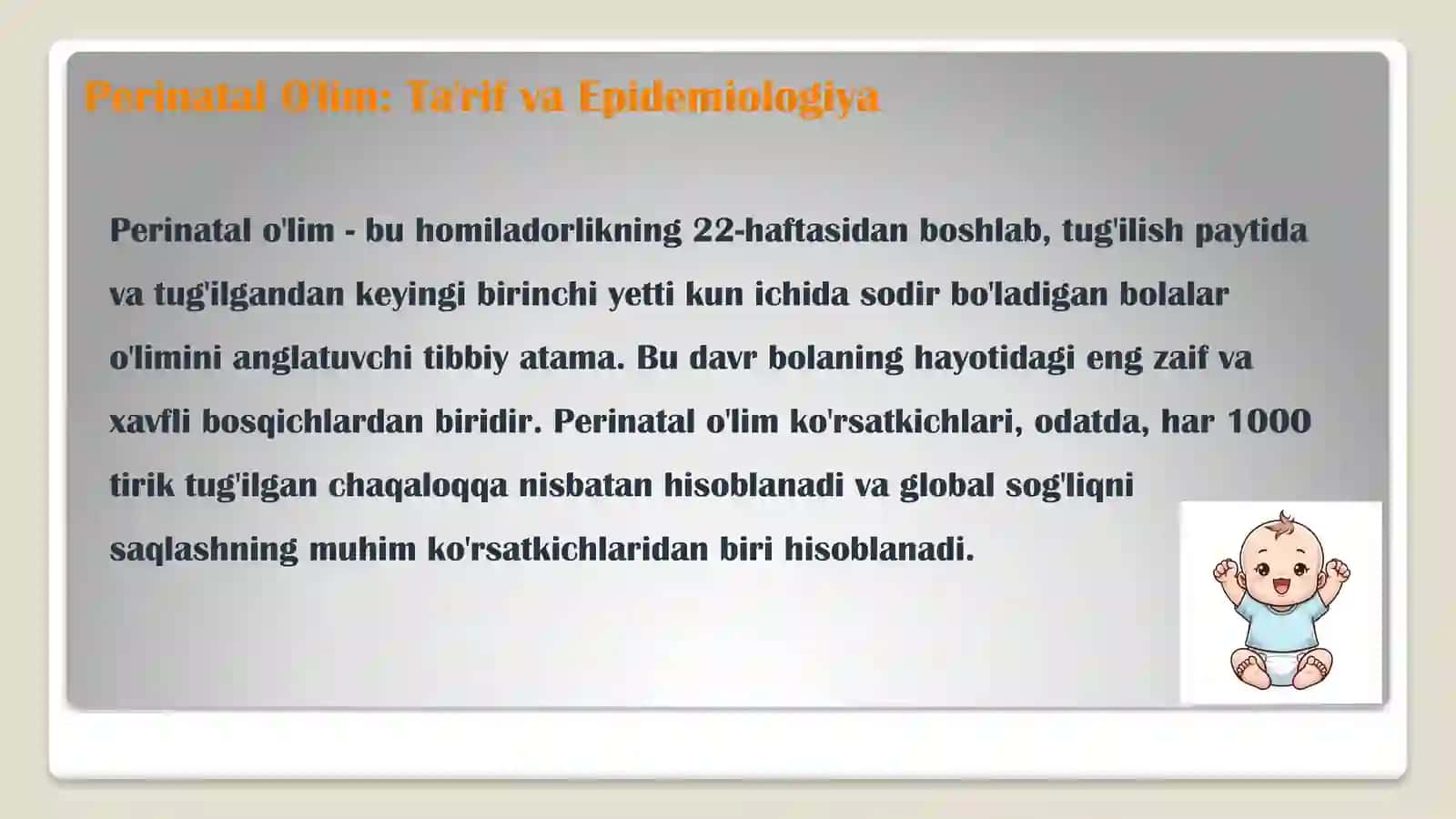 Perinatal O'lim: Ta'rif va Epidemiologiya 2