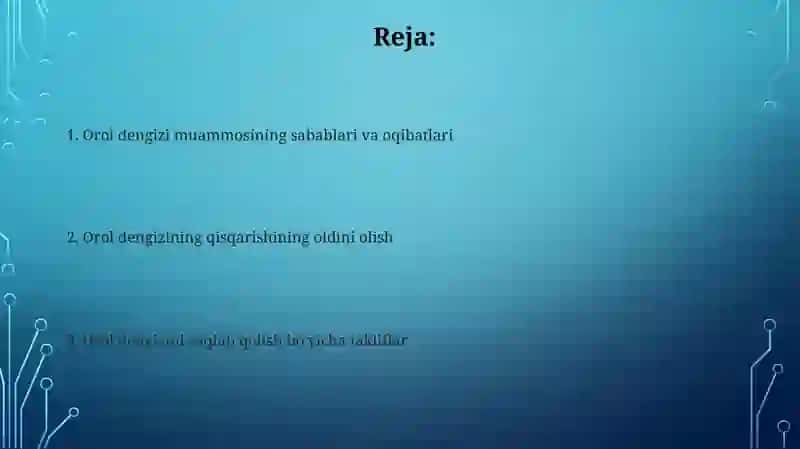 Orol dengizi suvining kamayishini oldini olaylik 2