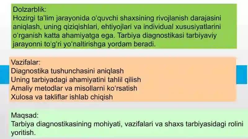 Tarbiya diagnostikasining shaxs tarbiyasidagi òrni va ròli 2