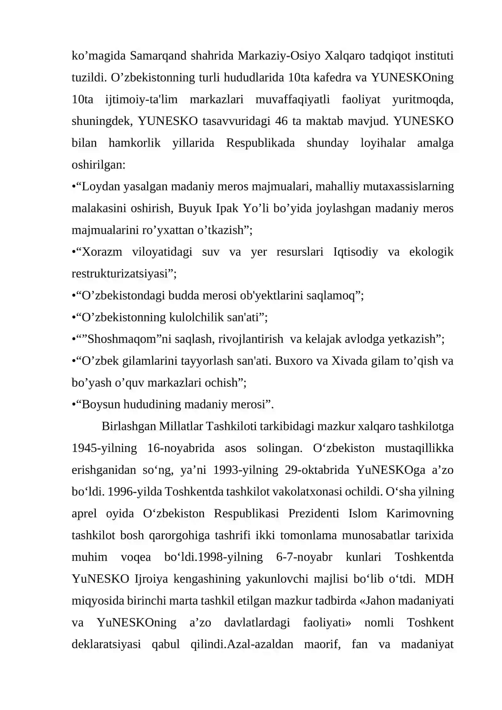 O'zbekiston va YUNESKO munosabatlari 2