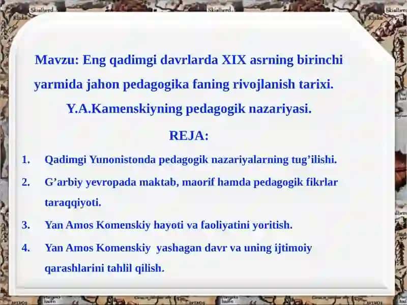 Jahon pedagogikasi tarixi 2
