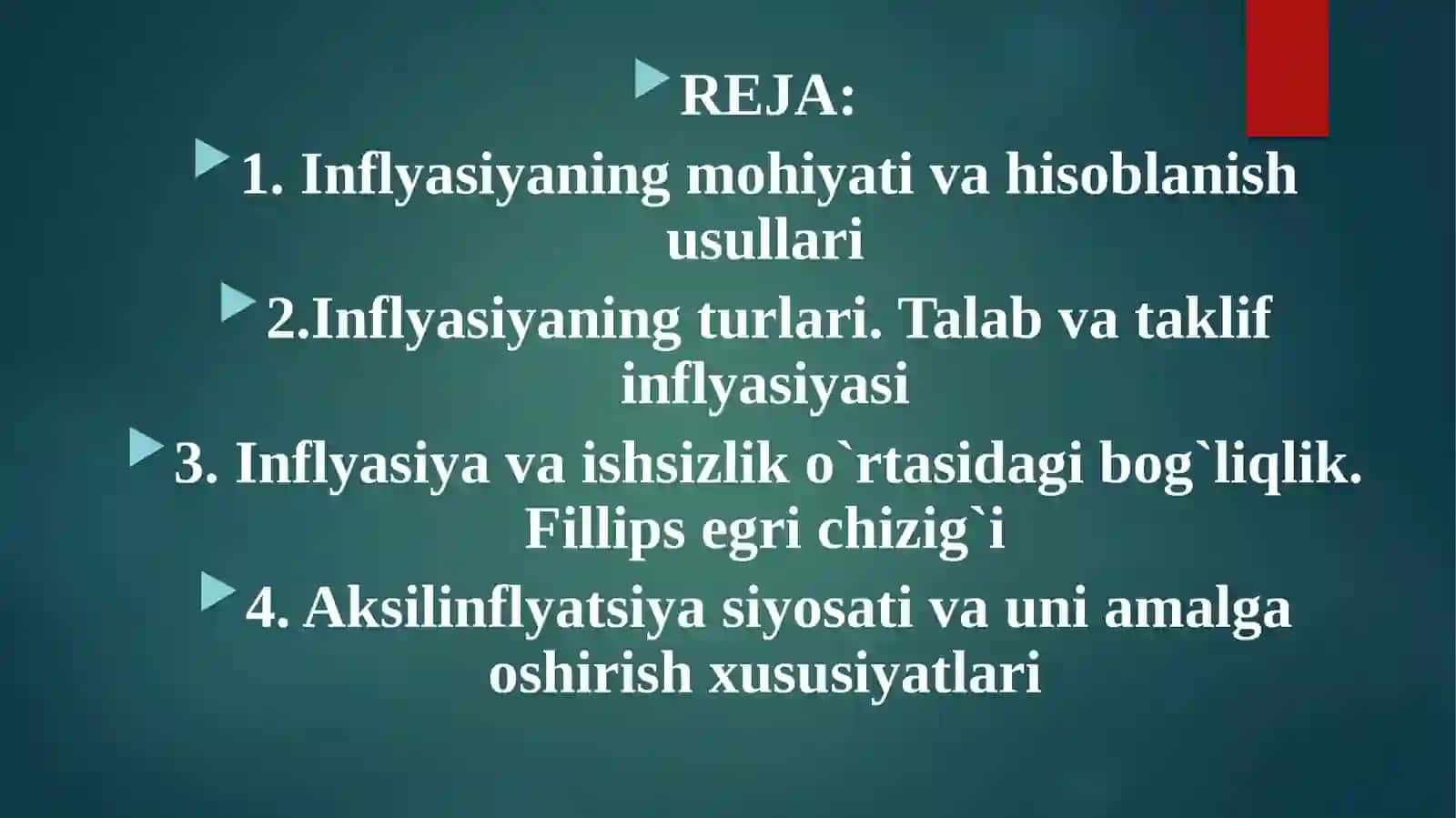 Inflyasiya va inflyasiyaga qarshi siyosat 2