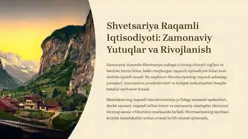 Shvetsariya Raqamli Iqtisodiyoti: Zamonaviy Yutuqlar va Rivojlanish 2