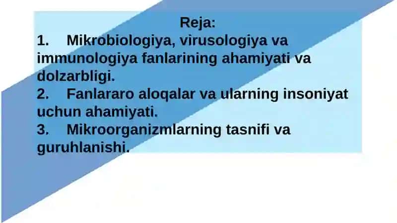 MIKROBIOLOGIYA, VIRUSOLOGIYA, IMMUNOLOGIYA FANLARINING MAQSADI, VAZIFALARI VA RIVOJLANISH TARIXI 2