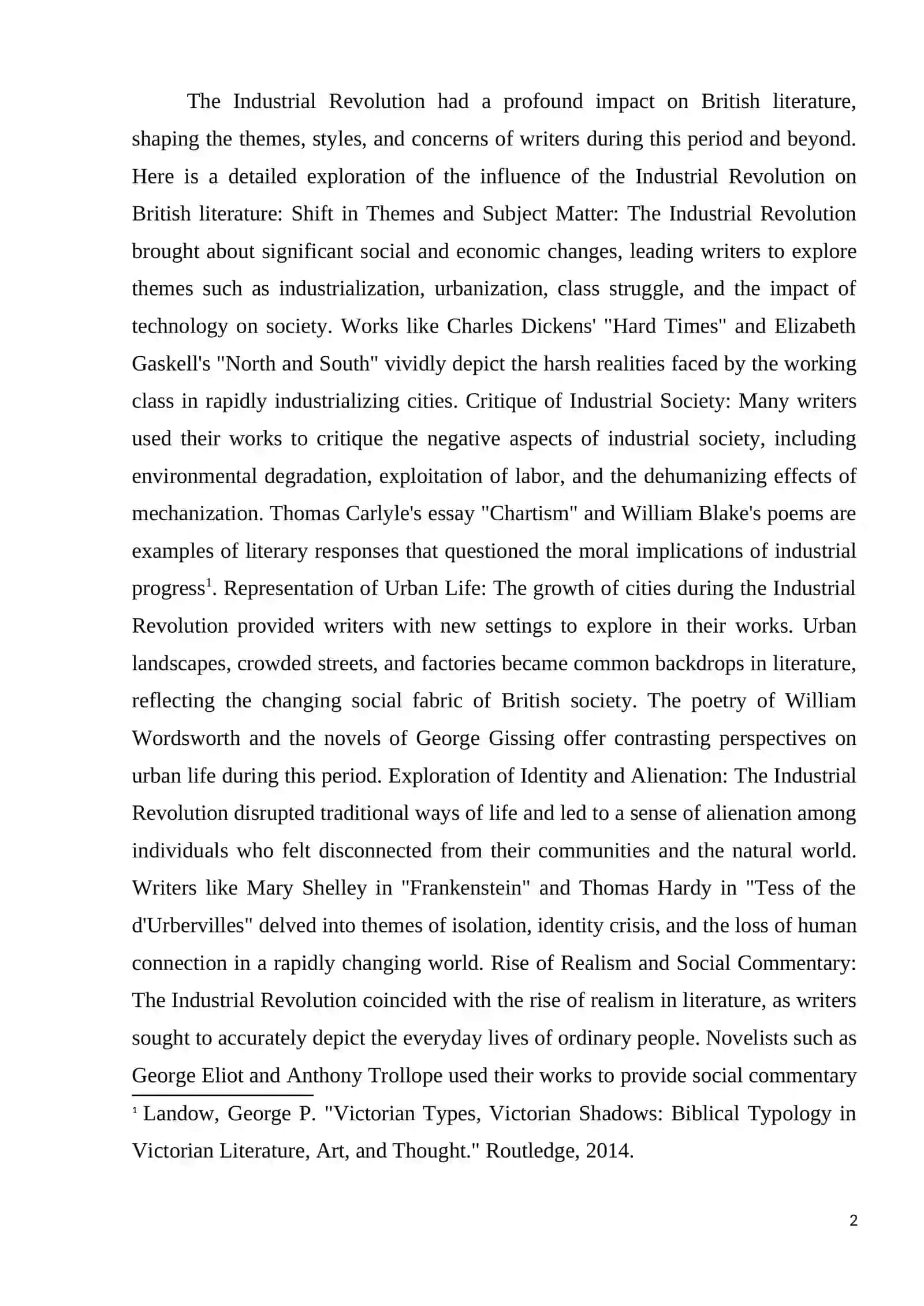 THE INFLUENCE OF THE INDUSTRIAL REVOLUTION ON BRITISH LITERATURE 2