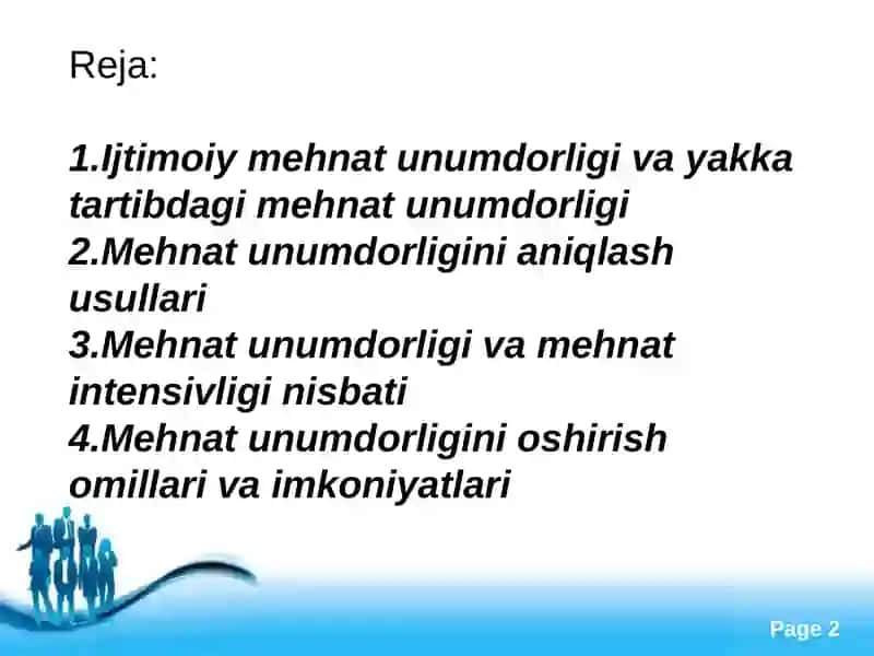 Mehnat unumdorligi va uning ish haqito’lash bilan aloqadorligi 2
