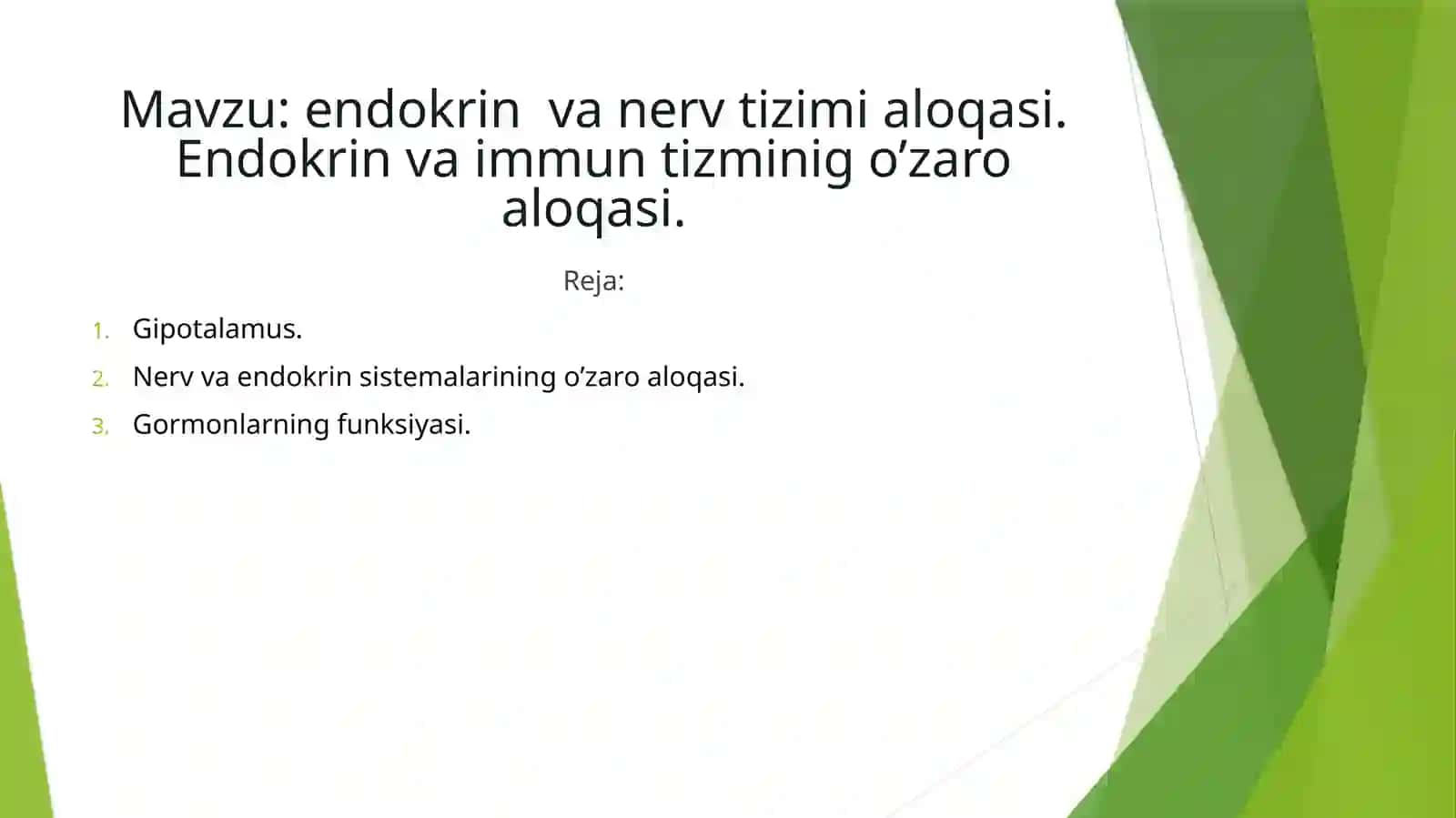 Endokrin va nerv tizimlari aloqasi. Endokrin va immuntizimining o’zaro aloqasi 2