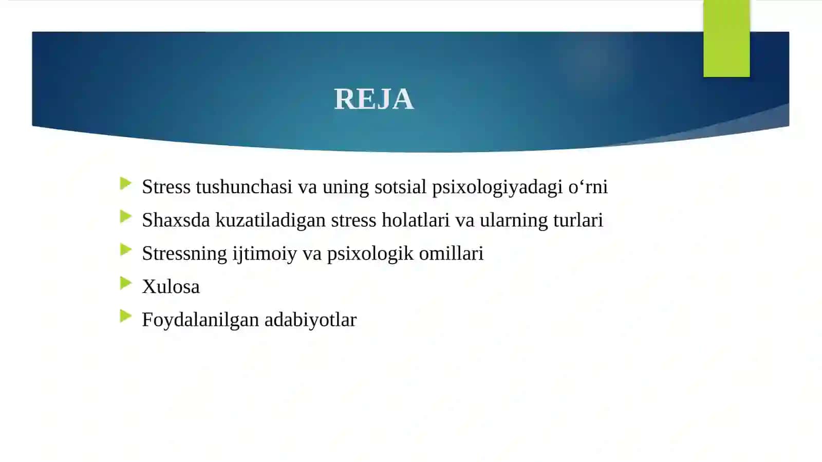 SHAXSDA KUZATILADIGAN STRESS HOLATLARIVA STRESSGA BARQARORLIK 2