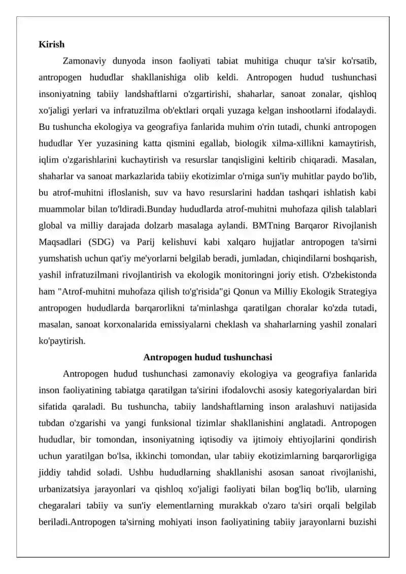 Antropogen hudud tushunchasi va atrof-muhitni muhofaza qilish talablari 2