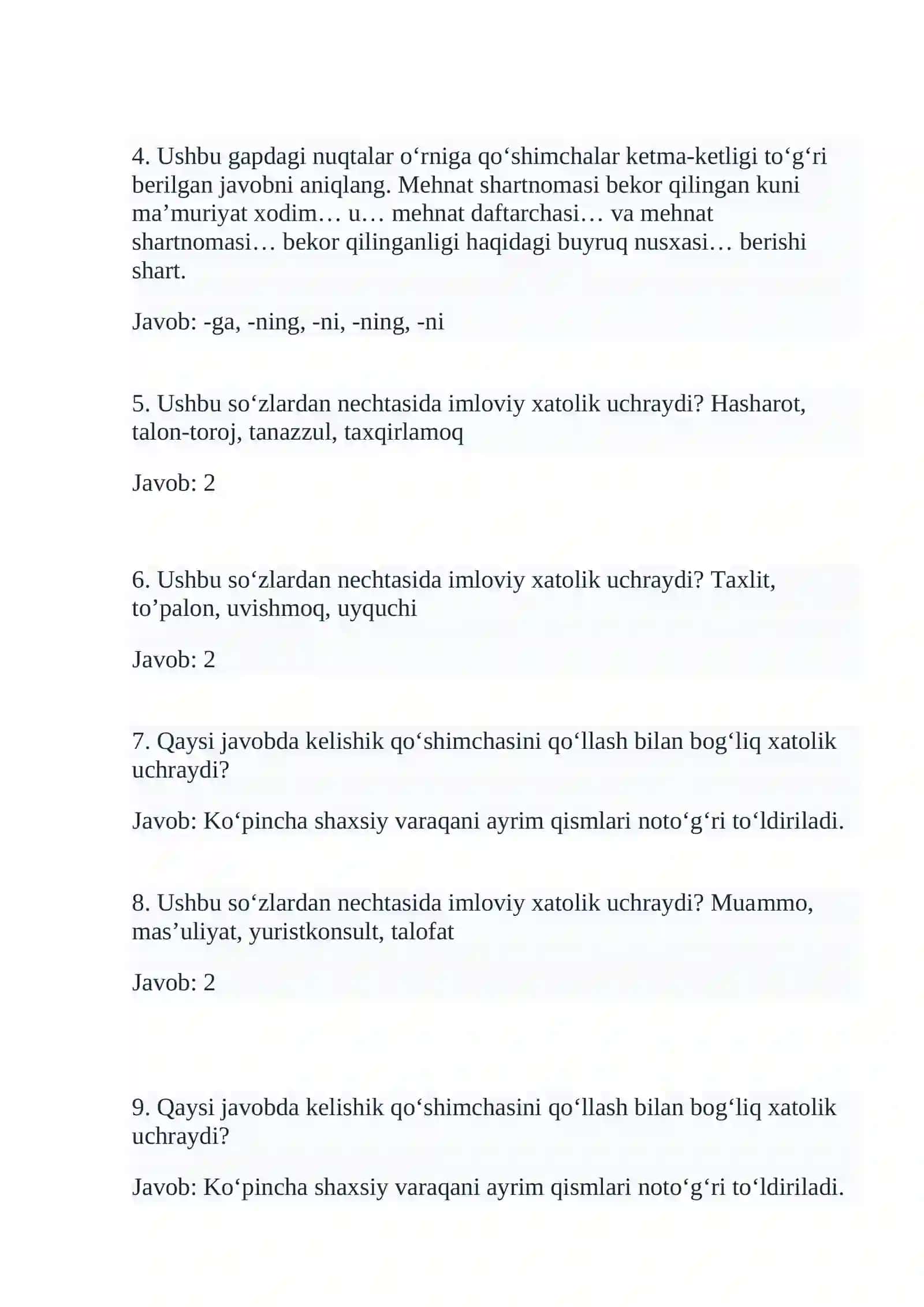 ARGOS test savollariga javoblar 2