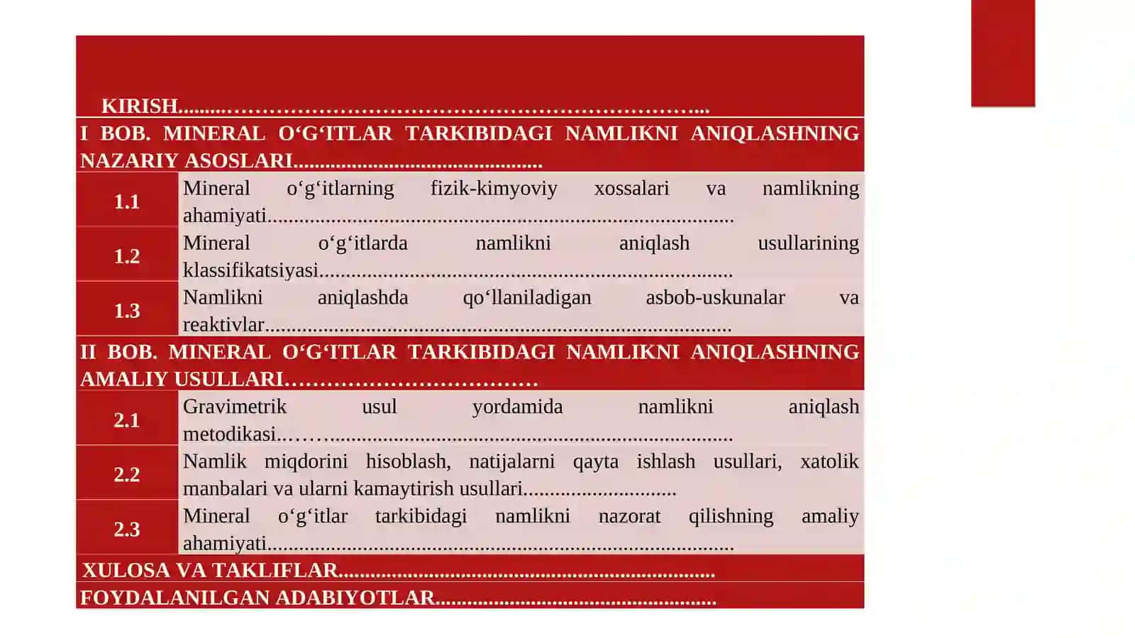 Mineral o'g'itlar tarkibidagi namlikni aniqlash 2