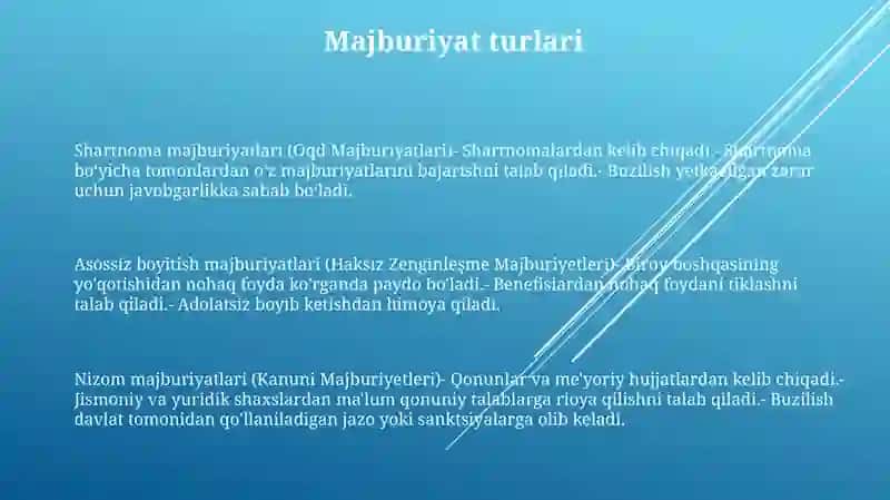 Shartnoma majburiyatlari (Oqd Majburiyatlari) 2