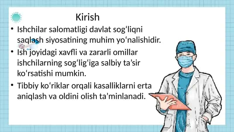 Sanoat korxonalarida ishchilarni tibbiy ko‘rikdan o‘tkazish tartibi 2