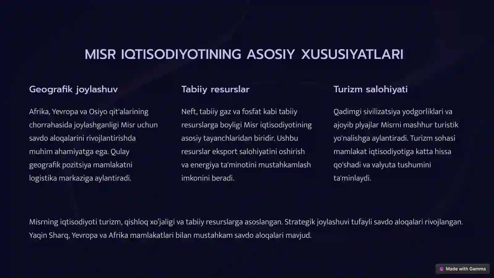 MISRNING TASHQI IQTISODIY FAOLIYATINING RIVOJLANISHI TAHLILI 2