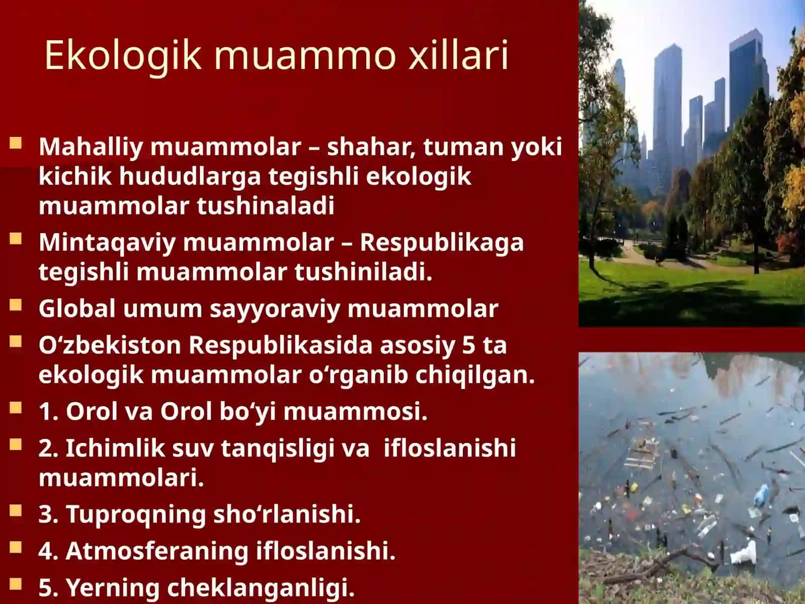 Zamonaviy ekologik muammolar 2