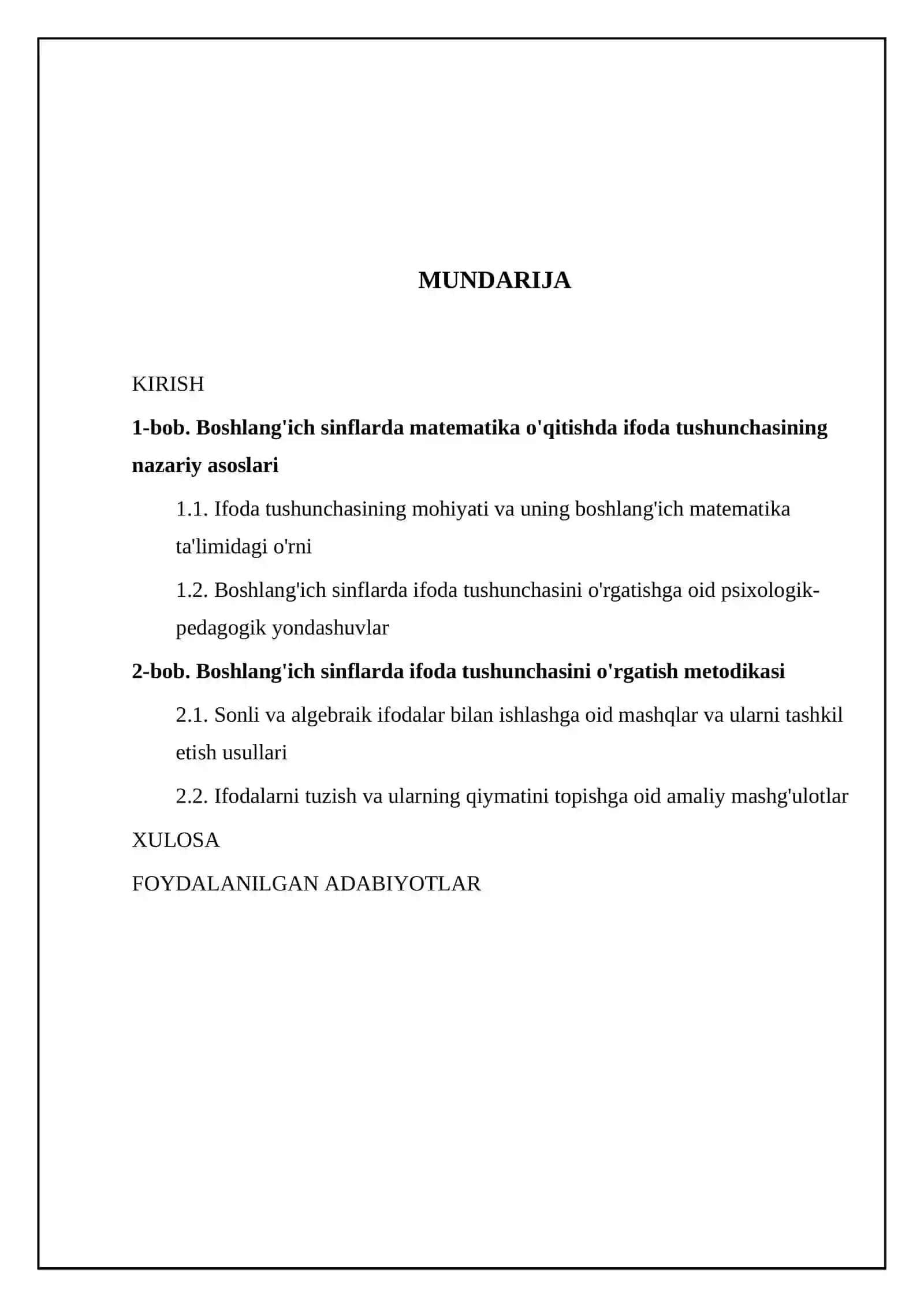 Boshlangʻich sinflarda matematika oʻqitishda ifoda tushunchasini oʻrgatish 2