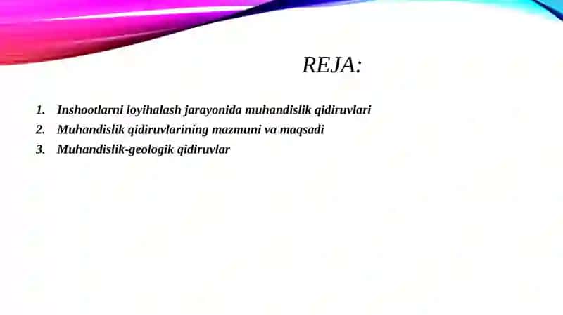Inshoatlarni loyihalash jarayonida tarkibiy qism sifatida muhandislik qidiruvlari 2