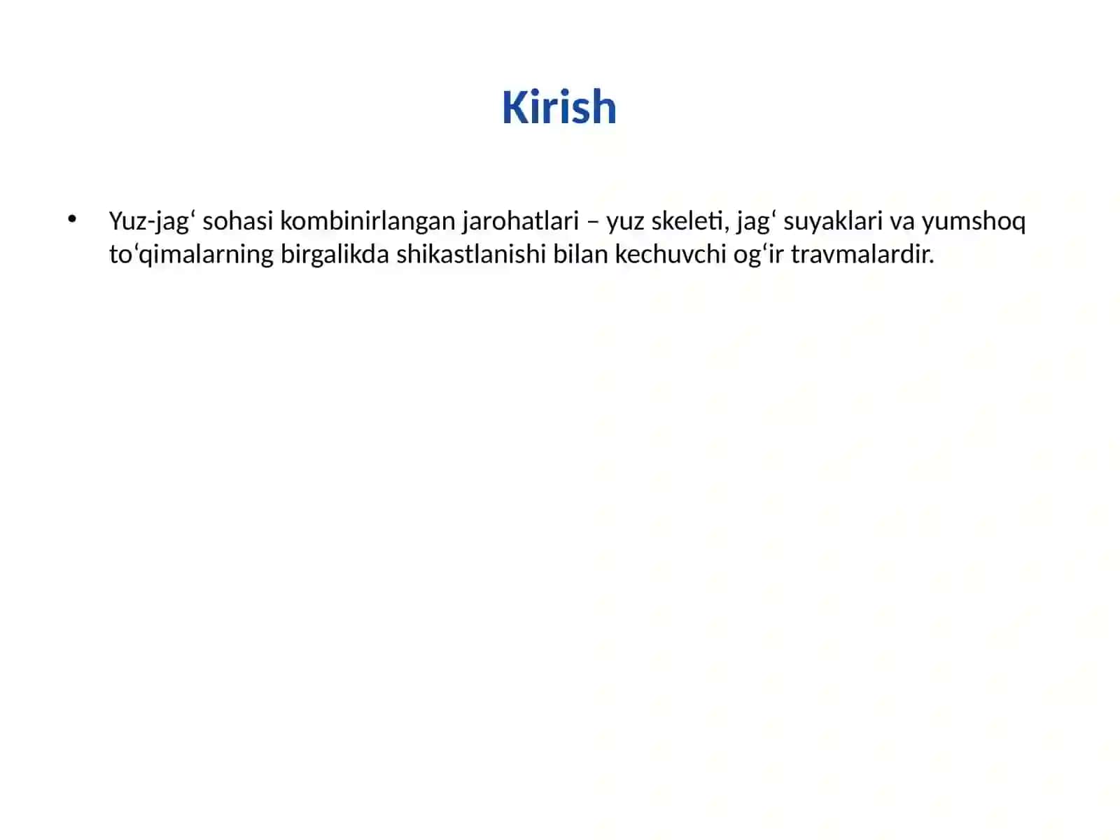 YUZ–JAG‘ SOHASI KOMBINIRLANGAN JAROHATLARI KLINIKASI VA DAVOLASH XUSUSIYATLARI 2