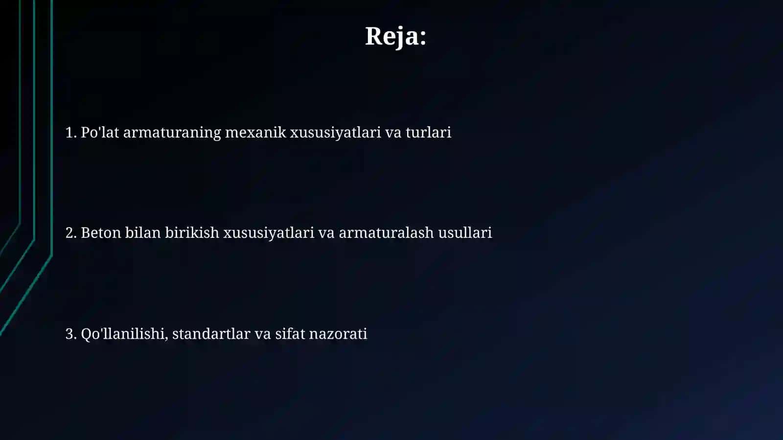 Po‘lat armaturalarning mexanik xossalarivaqo‘llanilishi 2