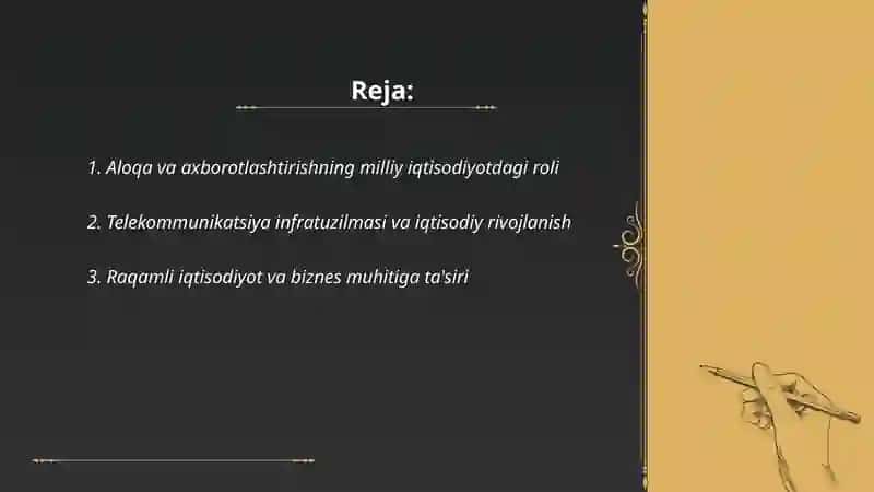 Aloqa va axborotlashtirish va uning iqtisodiyotidagi roli 2