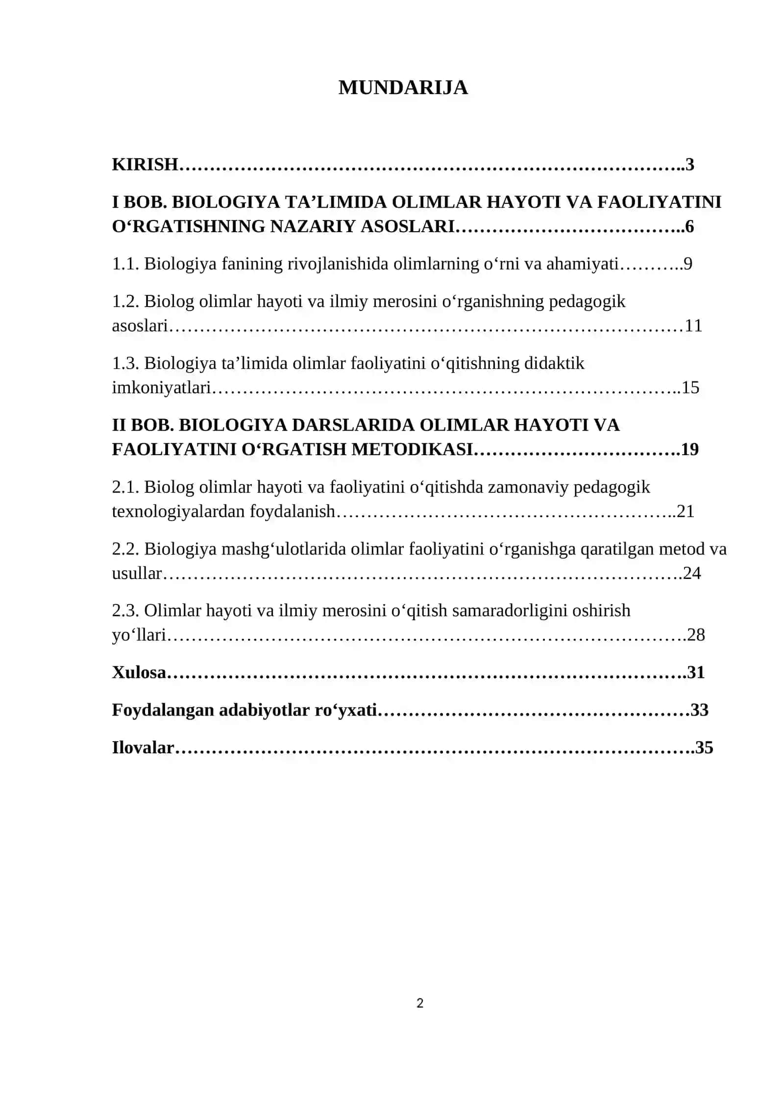 BIOLOGIYADA OLIMLAR HAYOTI VA FAOLIYATINI O’RGATISH METODIKASI 2