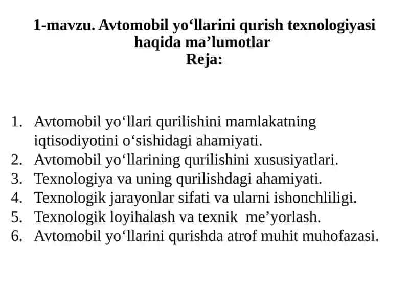 Avtomobilyo' llarini qurish 2
