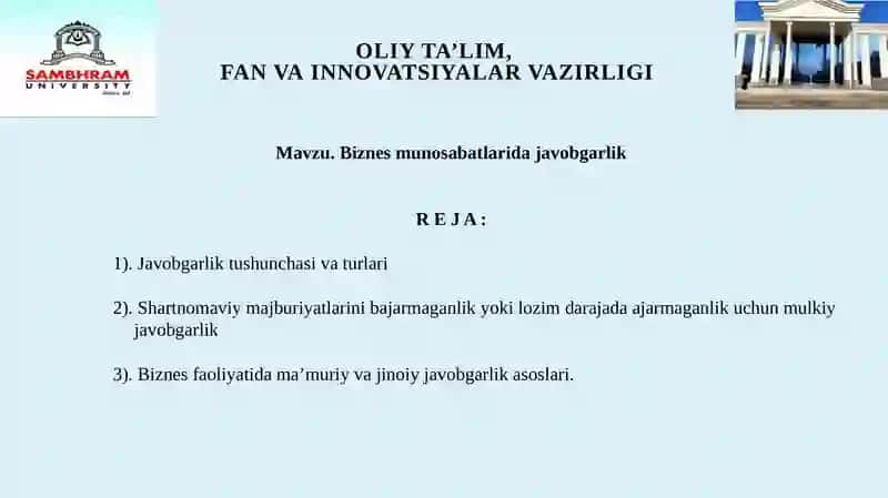 Biznesmunosabatlarida javobgarlik 2