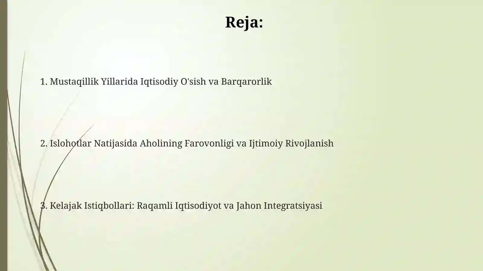 Mustaqillik yillarida amalga oshirilgan iqtisodiy islohatlarni yutuq va natijalari 2