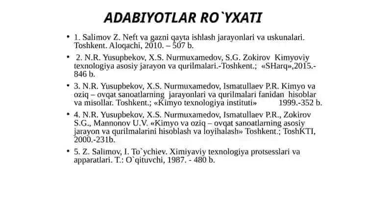 Kimyoviy texnologiya asosiy jarayon va qurilmalari 2