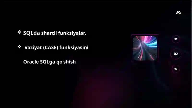 SQLda shartli funksiyalar.Vaziyat (CASE)funksiyasini Oracle SQLga qo‘shish 2