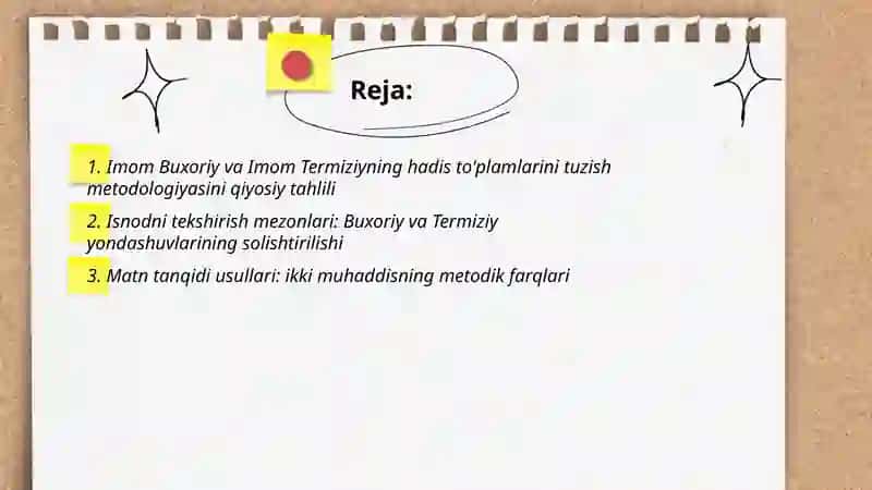 Imom Buxoriy va Imom Termiziyning hadis ilmiga qushgan hissalarini qiyosiy tahlili 2
