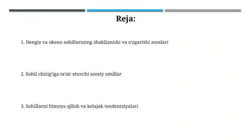 Dengiz, okean qirg’oqlari, ularning hosil bo’lishi va o’zgarishi 2