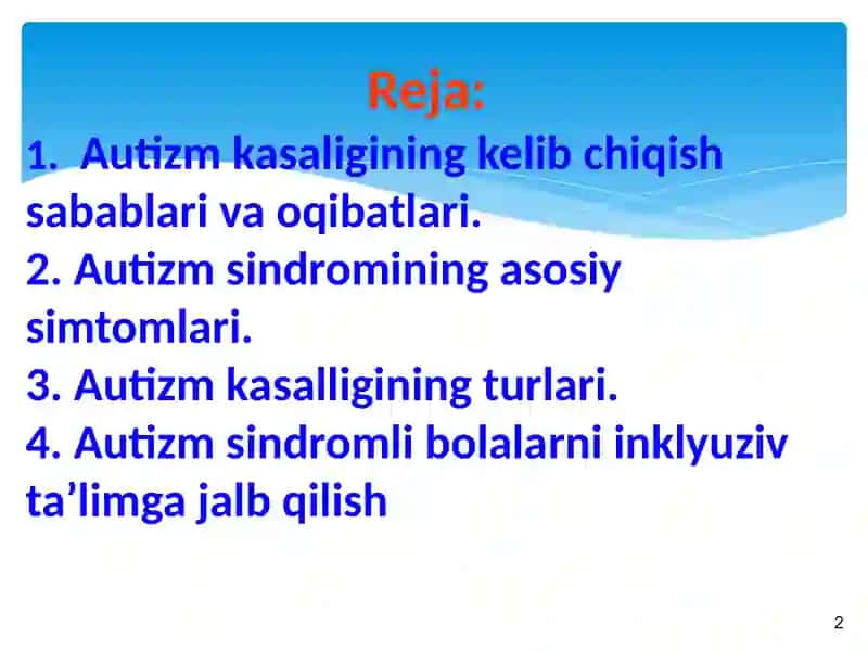 Autizm sindromli bolalarni inklyuziv ta’limga jalb qilish 2