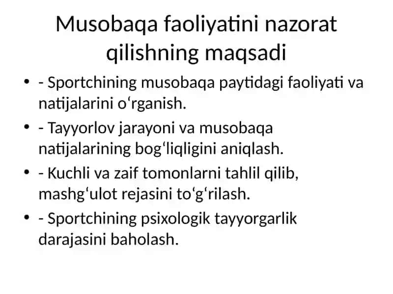 Musobaqa faoliyatini nazorat qilish 2