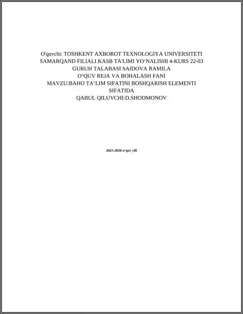 Baholashning ta'lim sifatini boshqarish elementi sifatida 2