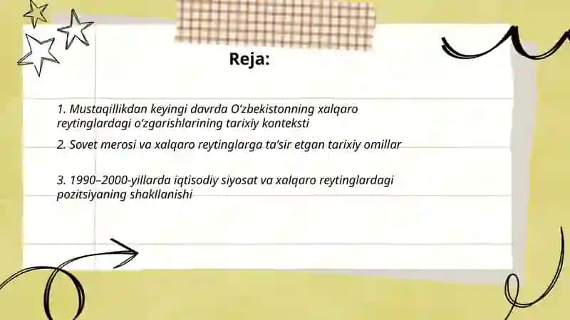 Oʻzbekistoning xalqaro reytinglardagi koʻrsatkichlarni kotarishning tarixiy va siyosiy ahamiyati 2