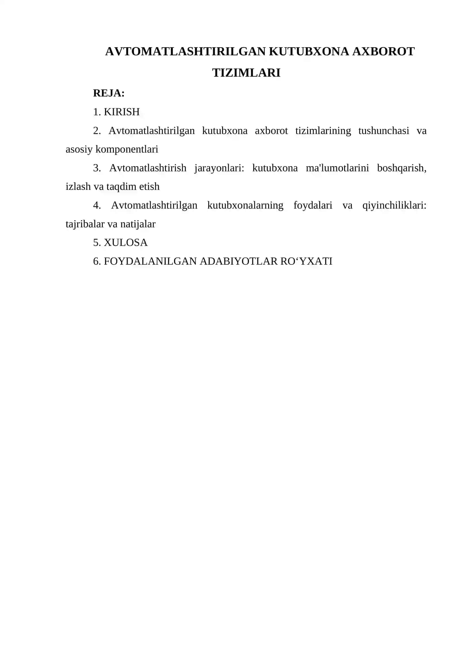 AVTOMATLASHTIRILGAN KUTUBXONA AXBOROT TIZIMLARI 2