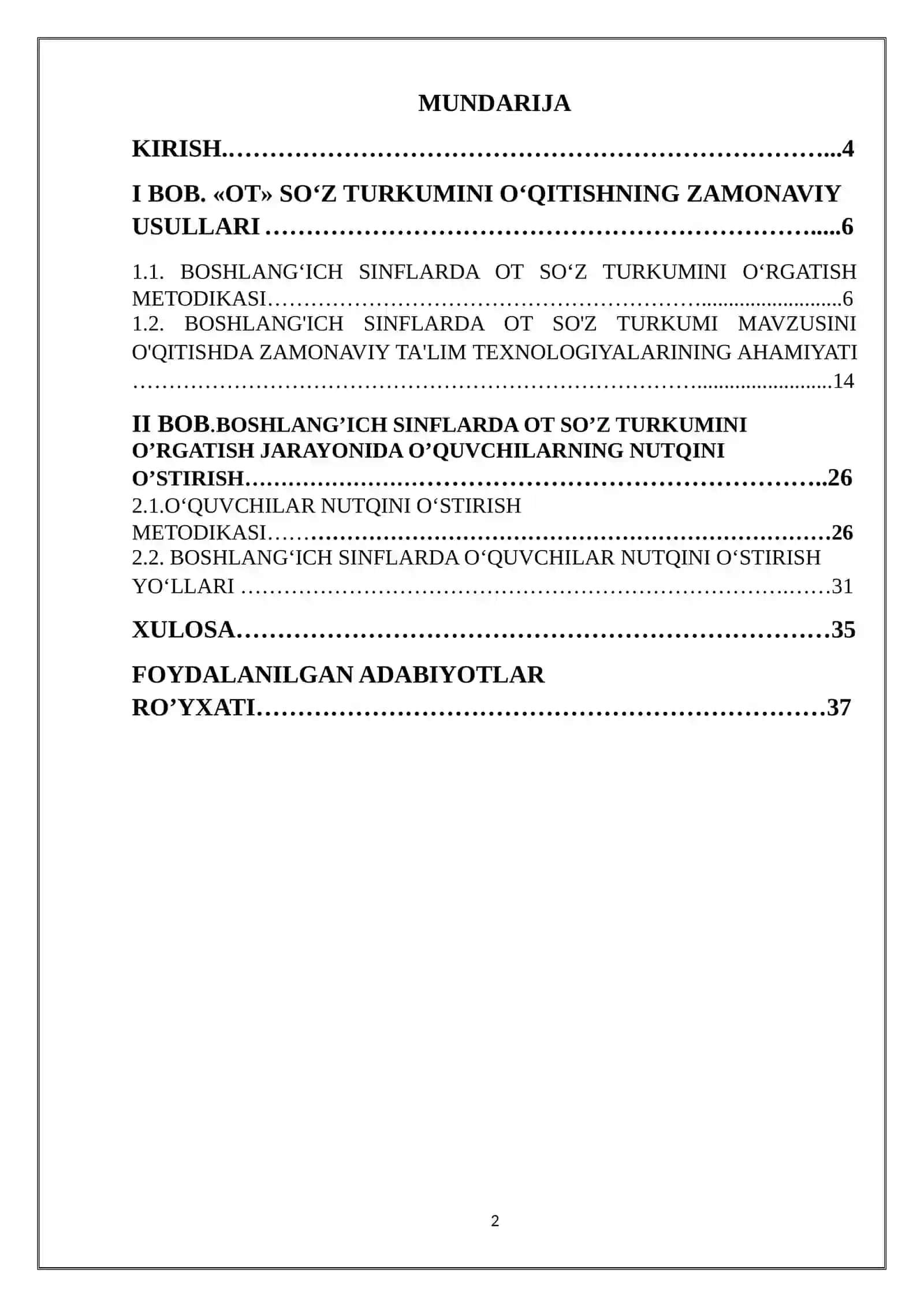 OT SO'Z TURKUMINI O'RGANISH JARAYONIDA O'QUVCHILAR NUTQINI O'STIRISH 2