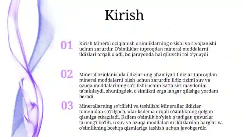 O'Simliklarni Mineral Oziqlanish Jarayonida Ildizning Ahamiyati 2