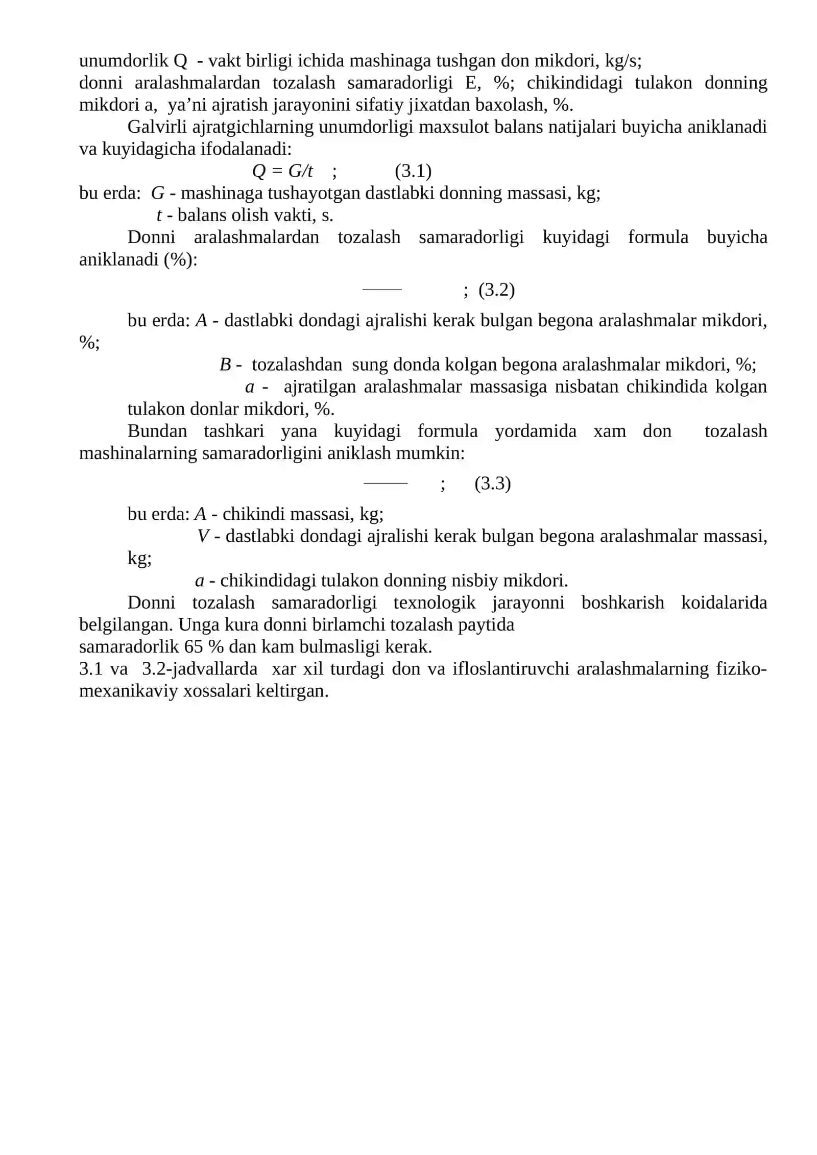 ASOSIY TUR DONDAN ENI VA YUGONLIGI BILAN FARK KILUVCHI ARALASHMALARNI AJRATADIGAN MASHINALAR 2