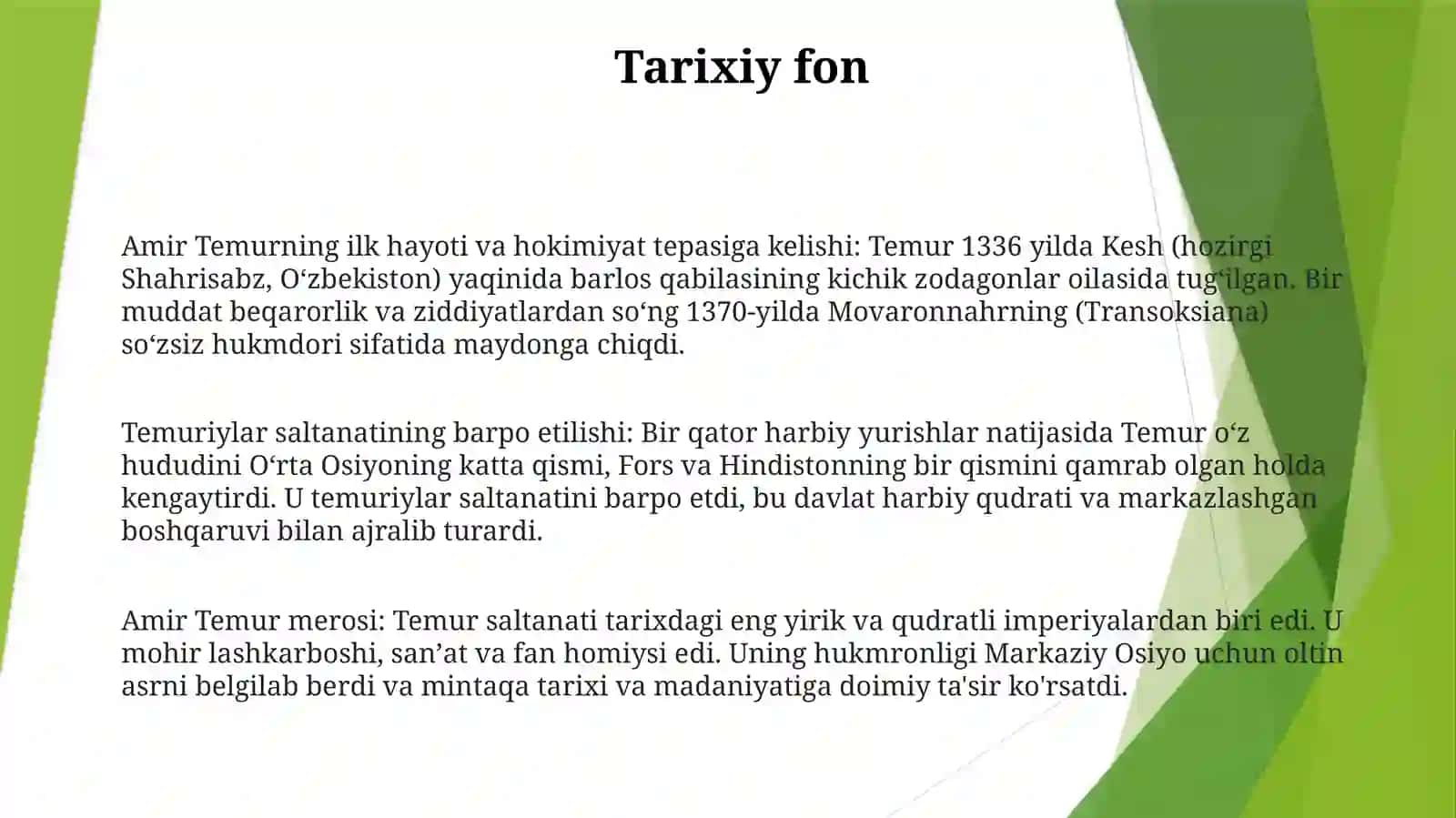 Amir Temur Davlatining Tashkil Topishi 2