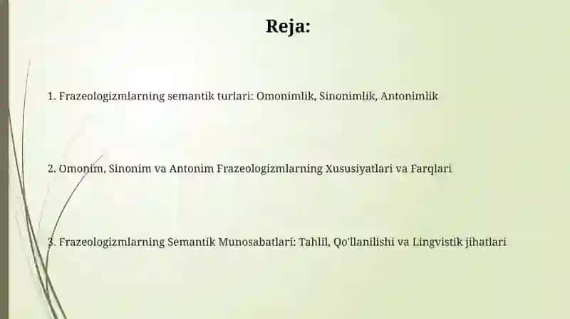 Frazeologizmlarning semantik turlari 2